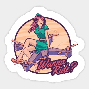 Drone Pilot Girl Wanna A Ride Sticker